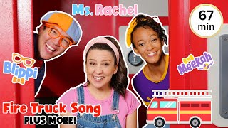 Blippi and Ms Rachel Fire Truck Song and Wheels on the Bus - Nursery Rhymes and Kids Songs