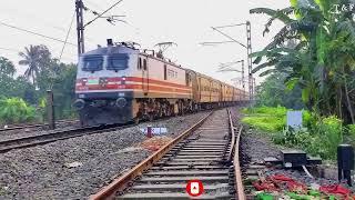 🔥Fastest Furious locomotive Of India Wap5 Hauling Intercity Express Bullet Speed Moving Over station