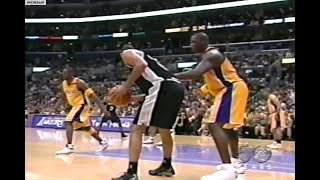 NBA On ABC - MVP Tim Duncan Eliminates Shaq! Spurs @ Lakers 2003 WCSF G6