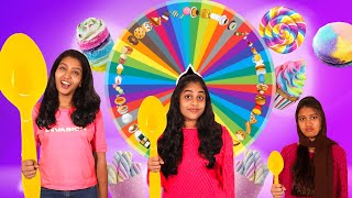 MYSTERY WHEEL FOOD CHALLENGE WITH BIG MEDIUM SMALL SPOON PART 2 🤩 | PULLOTHI