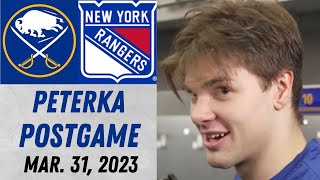 JJ Peterka Postgame Interview vs New York Rangers (3/31/2023)