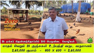 25 ஏக்கர் தென்னதோப்பில் 200 பெருவிடை கோழிகள் வளர்ப்பு ??