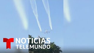 Avión arroja lluvia de combustible sobre varias escuelas en California | Noticias Telemundo