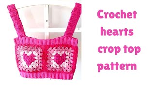 HEARTS GRANNY SQUARE CROP TOP CROCHET PATTERN