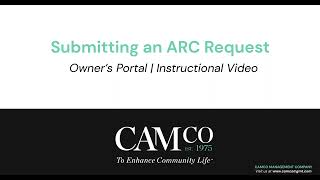 Owner's Portal Training | Submitting an ARC Request | CAMCO