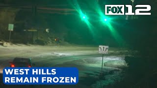 Portland’s West Hills remain icy overnight