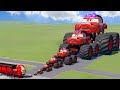 Big & Small Monster Truck Zombie Lightning Mcqueen vs Choo-Choo Iron Man Train | BeamNG.Drive