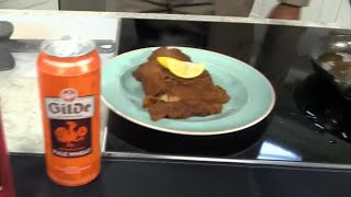 Making wiener schnitzel with Gilde Brewery