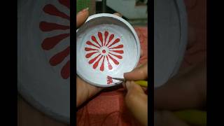 সরা ডিজাইন 🥰 flower painting on মাটির সরা #music #viral #ytshorts #art #painting #alpona