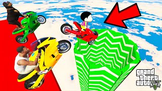 FRANKLIN TRIED IMPOSSIBLE LONGEST GREEN TUNNEL PARKOUR RAMP CHALLENGE GTA 5 | SHINCHAN and CHOP