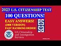 2023 - 100 Civics Questions (2008 version) for the U.S. Citizenship Test  (Fast Random Order 2)