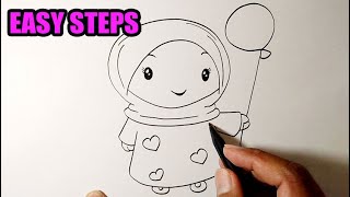 How to draw a cute hijab girl | Simple Easy Drawing