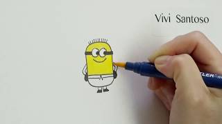 103: How to draw a cute minion | EASY & SIMPLE | Vivi Santoso