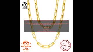 1005002740937793 ORSA JEWELS 14K Gold Plated Genuine 925 Sterling Silver Paperclip Neck