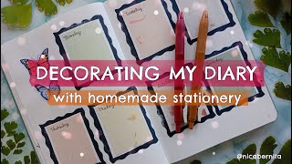 DIARY DECORATION IDEAS with HOMEMADE STATIONERY🦋 CUTE JOURNAL AND WEEKLY PLANNER