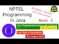 NPTEL Programming in Java week 4 all 5 programming assignment answer with code link
