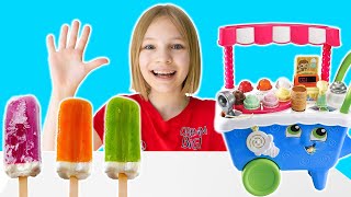 Amelia \u0026 Avelina pretend play selling ice cream and fruits