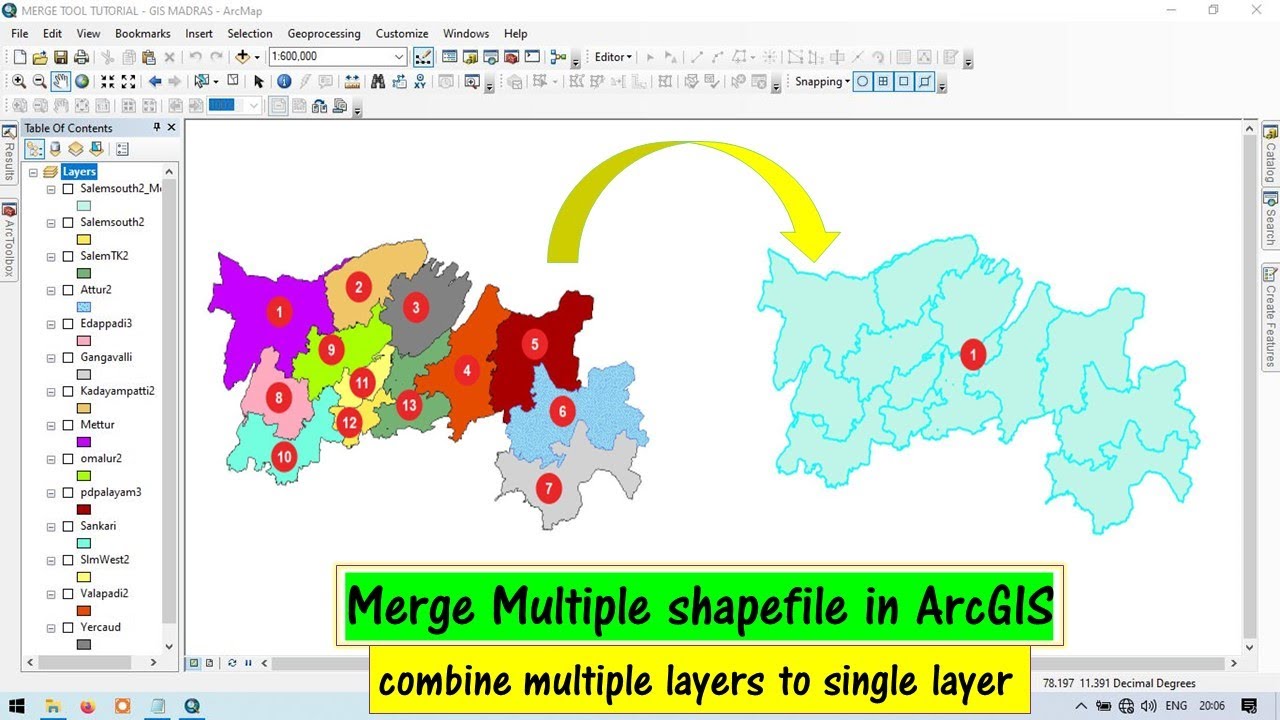 Merge Multiple Shapefile In ArcGIS - YouTube