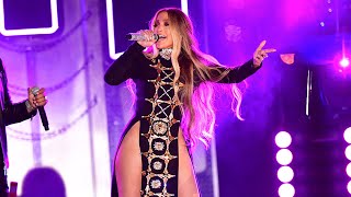 Jennifer Lopez Stuns in Double Thigh-High Cutout Dress to Perform New Spanish Single