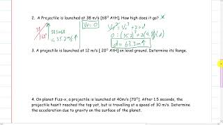 PHysics 11 - Ch3 Projectile Review Worksheet #2