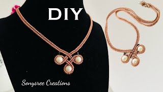 Infinity Necklace || Herringbone beaded necklace || How to make Beaded Necklace