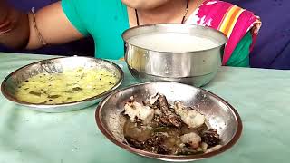 EATING PAKHALA BHAT KU KANJI \u0026 PALUA SUKHUA PODA #dryfishchutney // EATING SHOW