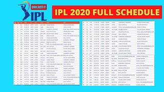 IPL 2020 FULL SCHEDULE | MI vs CSK in the tournament opener!