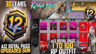 A12 Royal Pass 1 To 100 RP 3D Leaks | Free Upgraded Mk14 \u0026 M762 Skin | 3 Mythic Suit \u0026 Vehicle Skin