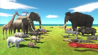 Animal Battle Rocket Ellie Team VS Wolly Mammoth | Animal Revolt Battle Simulator