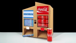 How to Make Mentos and Coca Cola Vending Machine from Cardboard at Home