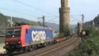 Oberwesel, SBB Cargo Re482, Alpha-Trains BR185, 2x BR152, BR120, 2x BR101, 2x BR143, BR643, 2x BR460