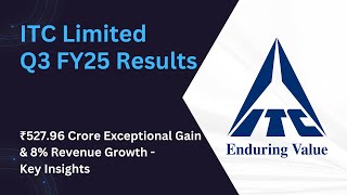 ITC Limited Q3 FY25 Results: ₹527.96 Crore Exceptional Gain, 8% Revenue Growth, \u0026 ₹6.50 Dividend