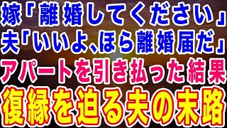 【スカッとする話】嫁「離婚してください」旦那「は？いいよwほら離婚届だ！」→速攻で提出しアパートを引き払い社員寮へ入った結果、復縁を迫ってきた夫の末路がwww