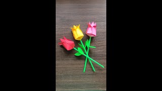 How to make a paper flower :: diy tulip :: Origami :: papercrafts :: Homedecor :: easy flower making