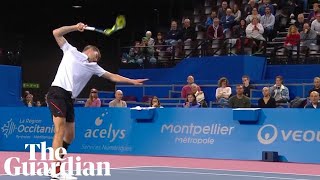 Alexander Bublik smashes three rackets on court after exit at the Open Sud de France