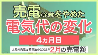 余剰売電をやめて4か月目の電気代、売電額の変化。卒FIT前ですが、発電した電気を蓄電池に優先して充電する自給自足化の設定にしてみました。失敗？家庭用蓄電池、太陽光発電