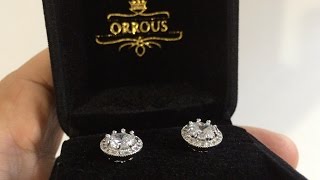 Unboxing Orrous \u0026 Co Legacy Collection White Gold Plated CZ Halo Stud Earrings