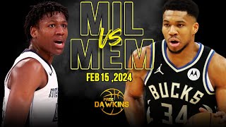Milwaukee Bucks vs Memphis Grizzlies  Game Highlights | February 15, 2024 | Free
