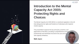 Mental Capacity Act: An Introduction - Training Session - Support Worker Induction Training