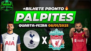 PALPITES DE FUTEBOL PARA HOJE 08 01 2025 (QUARTA-FEIRA) + BILHETE PRONTO | BET GREEN 🍀