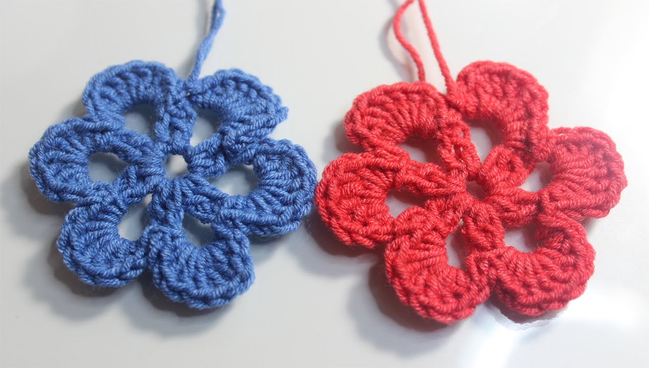 Crochet Flower For Beginner كروشية وردة مفرغة للمبتدئين - YouTube