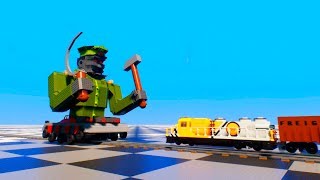 Lego Train vs BIG Lego Robot - Train Crash - Brick Rigs