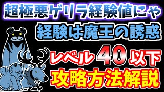 【にゃんこ大戦争】超極悪ゲリラ経験値にゃ！（3ステージ目 経験は魔王の誘惑）をレベル40以下で攻略【The Battle Cats】