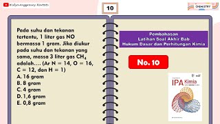 Pada suhu dan tekanan tertentu, 1 liter gas NO bermassa 1 gram | Hipotesis Avogadro | Stoikiometri