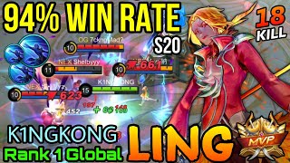 94% Win Rate S20 Ling Deadly Defiant Sword! - Top 1 Global Ling by K1NGKONG - MLBB