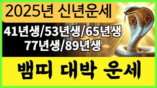 [2025년 뱀띠 신년 운세] 1941년생 1953년생 1965년생 1977년생 1989년생 ㅣ돈복터지는 뱀띠 운세ㅣ #재물운 #신년운세 #뱀띠운세 #로또운세 #금전운 #건강운