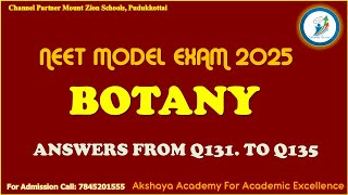 Biology Q.131- Q.135. (NEET MODEL EXAM 2025, Pudukkottai)