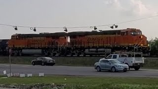 BNSF #7075 and #7084 lead WB CSXLAI with an autorack through Brousaard at 3:15ish on Thu, Mar 9