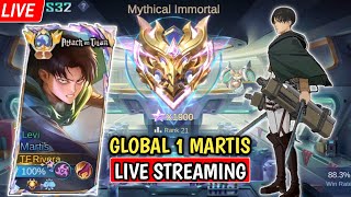 LIVE GLOBAL 1 MARTIS PUSH IMMORTAL 2000 STAR - Mobile Legends