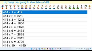 Table Of 414